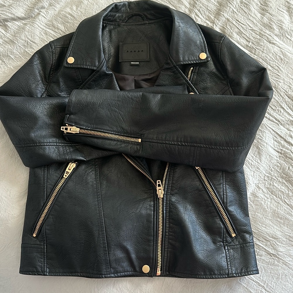 Black Moto Jacket with gold hardware